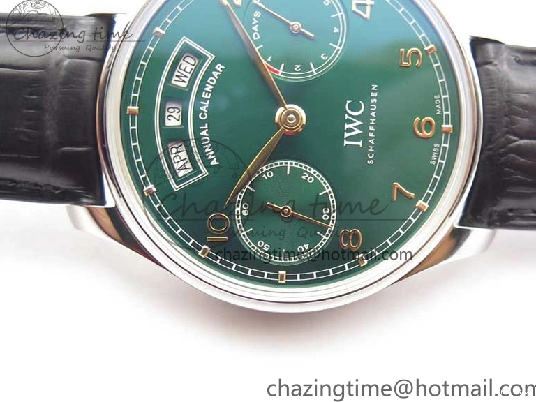 MIROTIME 0212 Portuguese Real PR Real Annual Calendar IW503510 ZF 1:1 Best Edition Green Dial on Black Leather Strap A QuickDry 7097